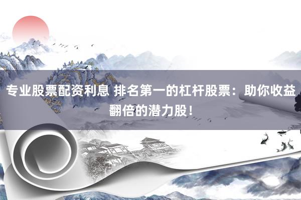 专业股票配资利息 排名第一的杠杆股票：助你收益翻倍的潜力股！