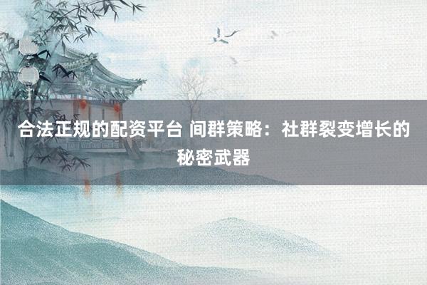 合法正规的配资平台 间群策略：社群裂变增长的秘密武器