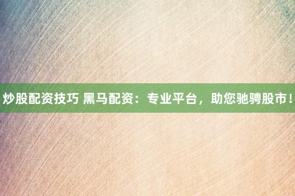 炒股配资技巧 黑马配资：专业平台，助您驰骋股市！