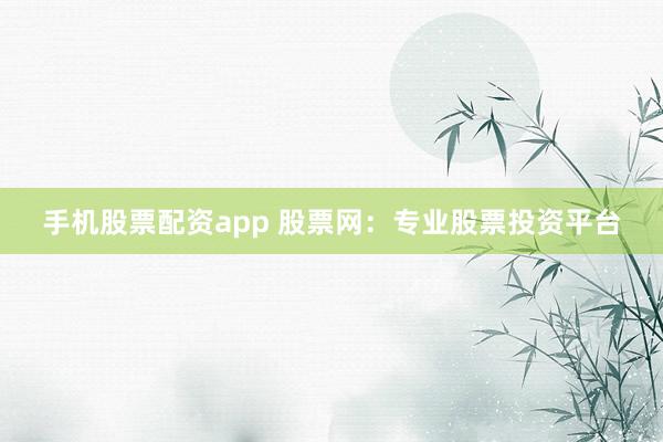 手机股票配资app 股票网：专业股票投资平台