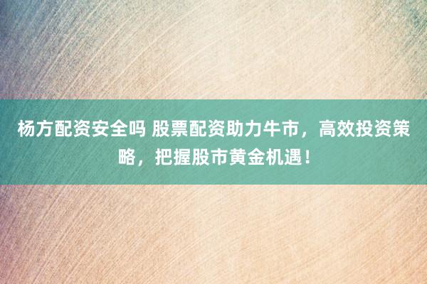 杨方配资安全吗 股票配资助力牛市，高效投资策略，把握股市黄金机遇！
