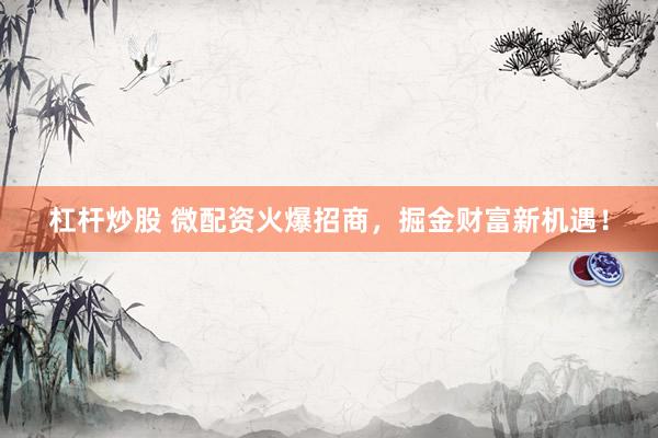 杠杆炒股 微配资火爆招商，掘金财富新机遇！