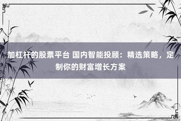 加杠杆的股票平台 国内智能投顾：精选策略，定制你的财富增长方案